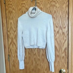 Wilfred Cream Cropped Cowl Turtleneck Sweater Soft Knit